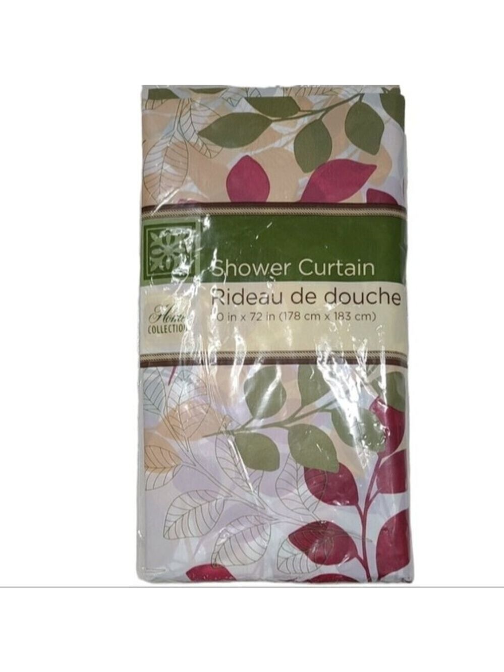 NEW Home Collection Floral Leaves Print Shower Curtain 70"x72"